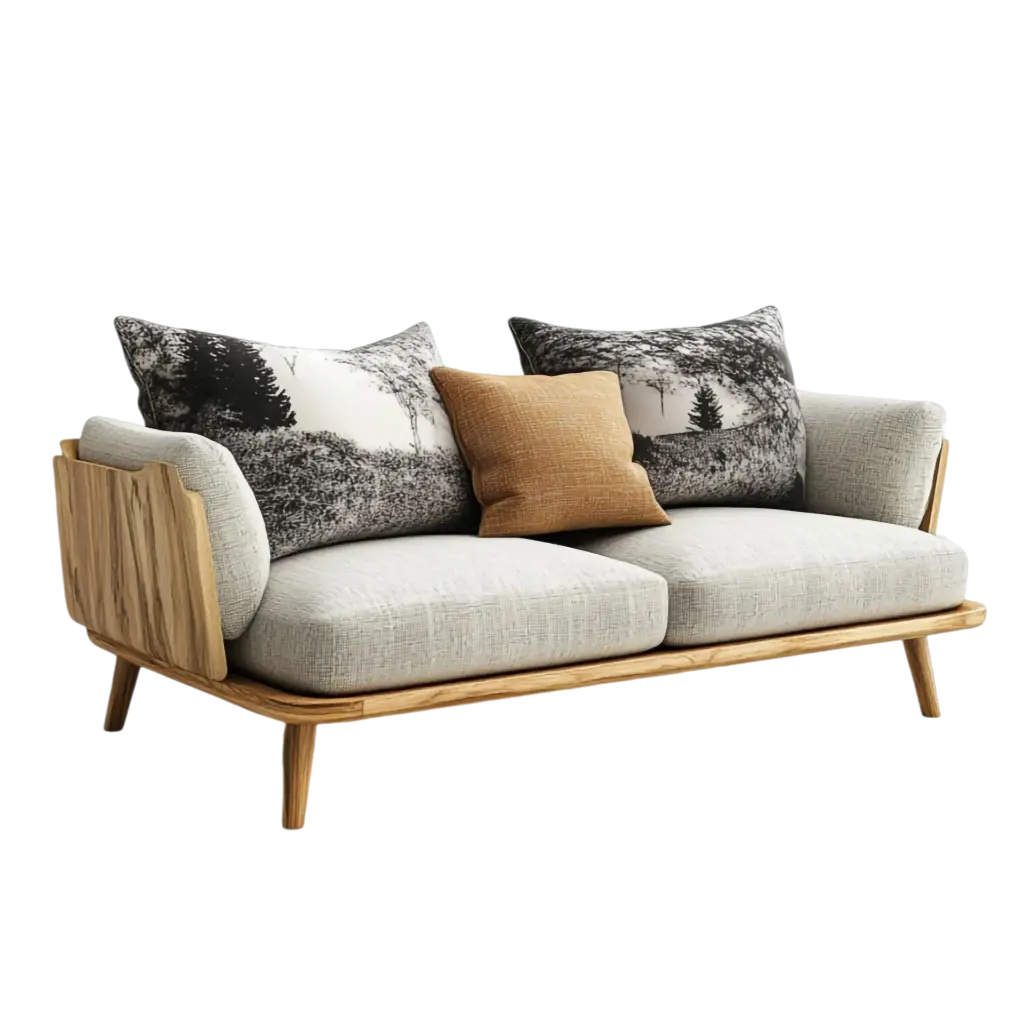 Cozy 2-Seater Wooden Sofa