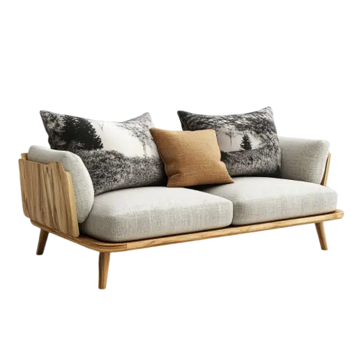 Cozy 2-Seater Wooden Sofa