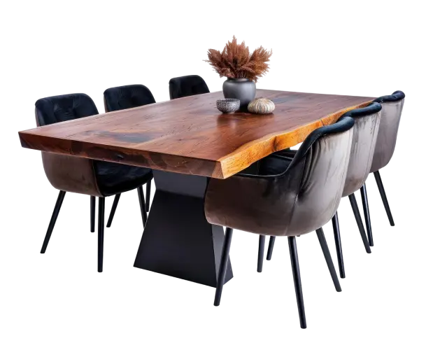 Live-Edge Wooden Dining Table Set